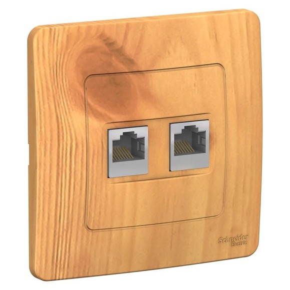 Двойная компьютерная розетка Systeme Electric BLANCA, С/У, RJ45, категория 5E, ясень BLNIS045455