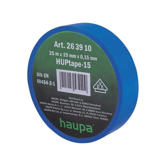 Изолента ПВХ HAUPA 19 мм x 25 м, цвет синий 263910 Изолента ПВХ HAUPA 19 мм x 25 м, цвет синий 263910