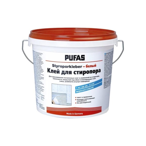 Клей для плит из стиропора ПУФАС белый 4 кг тов-120050