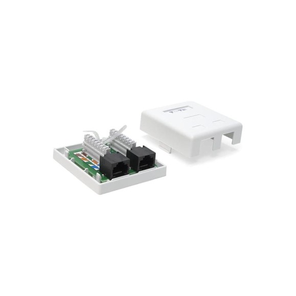 Настенная розетка TWT 2 порта RJ-45, категория 6, белая, SM2-4545/6-WH