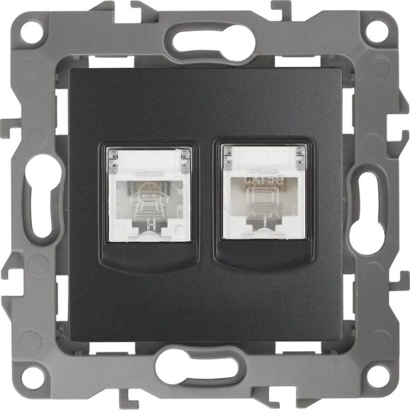 Комбинированная розетка ЭРА 12-3109-05 RJ45 RJ11, IP20, 12, антрацит Б0018252