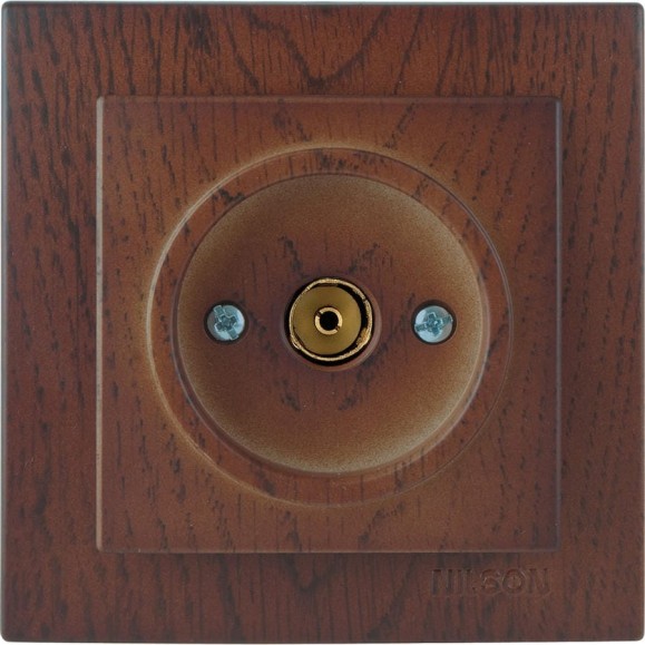 Розетка NILSON 1СП тв проходная орех Touran wood 24271028