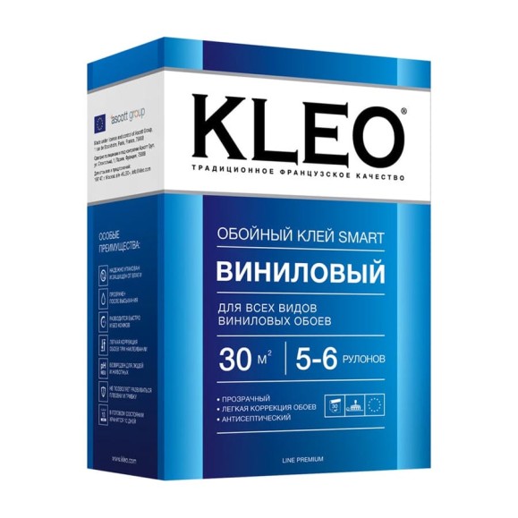 Обойный клей для виниловых обоев KLEO сыпучий 020 SMART 5-6 Обойный клей для виниловых обоев KLEO сыпучий 020 SMART 5-6