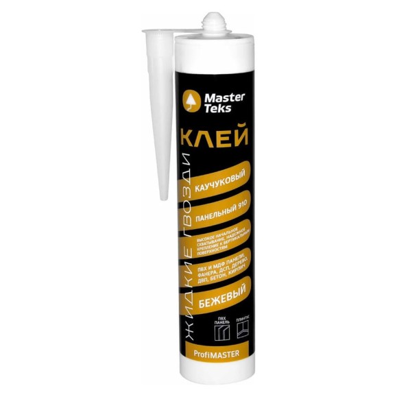 Клей MASTERTEKS PROFMASTER каучук. 910 для панелей 400 г бежев. 12 53412