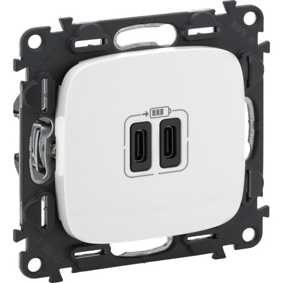 Зарядное устройство Legrand Valena Allure с 2 USB-разъемами тип C-тип C 240 В/5 В 3000 мА белое 755345