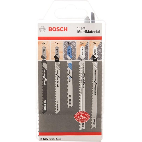 Набор пилок для лобзика по дереву и металлу (15 шт.) Bosch 2607011438