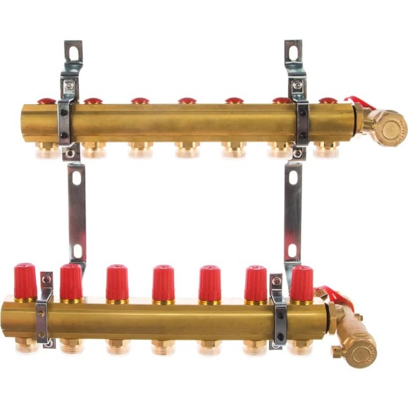 Комплект коллекторов Danfoss FHF-7 set с кронштейнами и воздухоотводчиками 7 контуров 088U0707 Комплект коллекторов Danfoss FHF-7 set с кронштейнами и воздухоотводчиками 7 контуров 088U0707