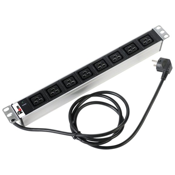Блок розеток REM Rem-16, с индикацией, 8 IEC 60320 C19, 16A, алюминий, 19