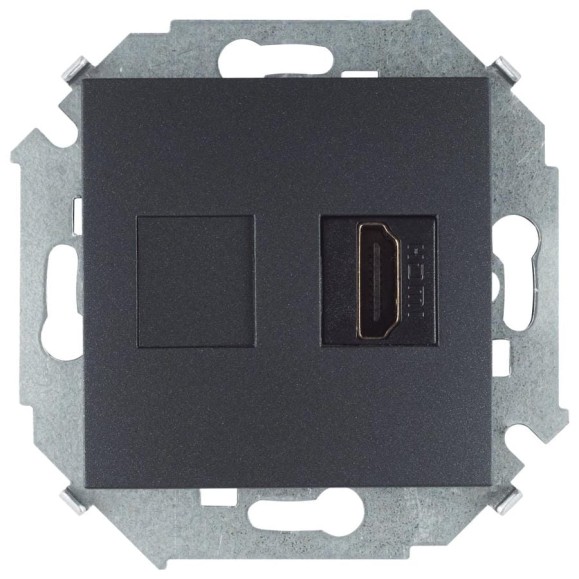 Розетка Simon HDMI, графит 1591407-038 Розетка Simon HDMI, графит 1591407-038