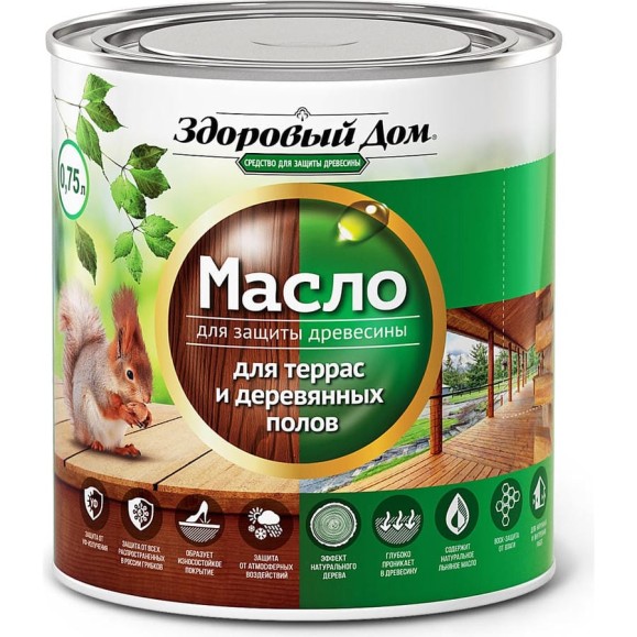 Масло для террас и деревянных полов Здоровый Дом махагон 0,75 л Лк-00009561 Масло для террас и деревянных полов Здоровый Дом махагон 0,75 л Лк-00009561