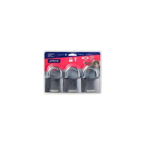 Навесные замки Apecs PD-01-63-Blister 3Locks+5Keys 17792 Навесные замки Apecs PD-01-63-Blister 3Locks+5Keys 17792