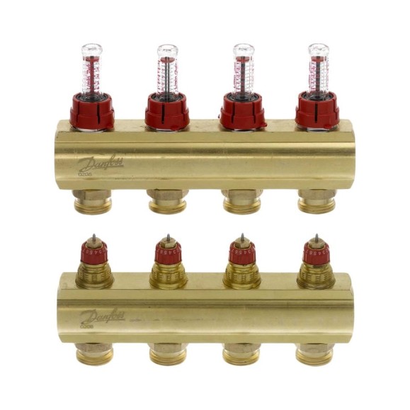 Коллекторы Danfoss FHF-4F с расходомерами для 4 контура 088U0524