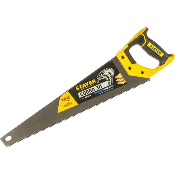 Универсальная ножовка пила Stayer "Cobra 3D" 450мм, 7TPI, 3D зуб, 1512-45_z01 Универсальная ножовка пила Stayer "Cobra 3D" 450мм, 7TPI, 3D зуб, 1512-45_z01