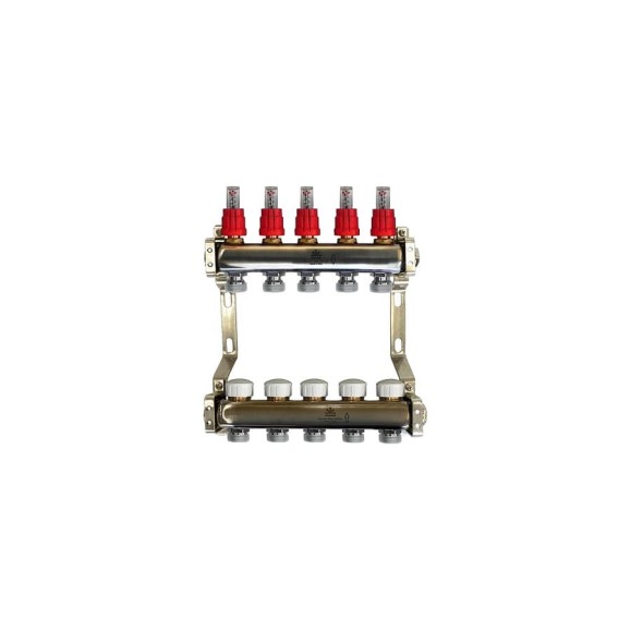 Коллекторный блок для теплого пола Gekon 1x3/4EU, 5 отверстий, GK 72105 Коллекторный блок для теплого пола Gekon 1x3/4EU, 5 отверстий, GK 72105