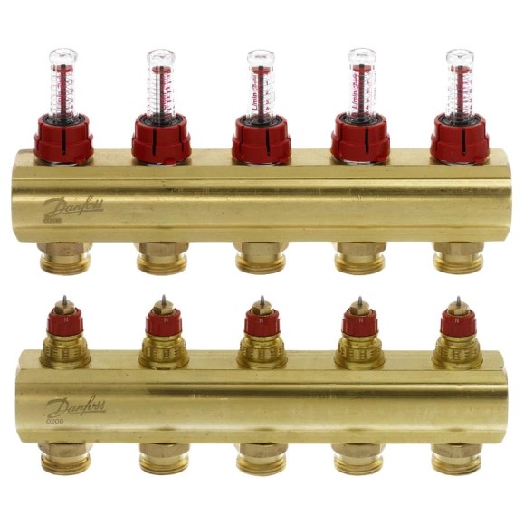 Коллекторы Danfoss FHF-5F с расходомерами для 5 контуров 088U0525 Коллекторы Danfoss FHF-5F с расходомерами для 5 контуров 088U0525