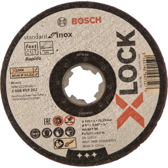 Отрезной диск по нержавеющей стали X-LOCK (125x1x22.2 мм) Bosch 2608619262 Отрезной диск по нержавеющей стали X-LOCK (125x1x22.2 мм) Bosch 2608619262