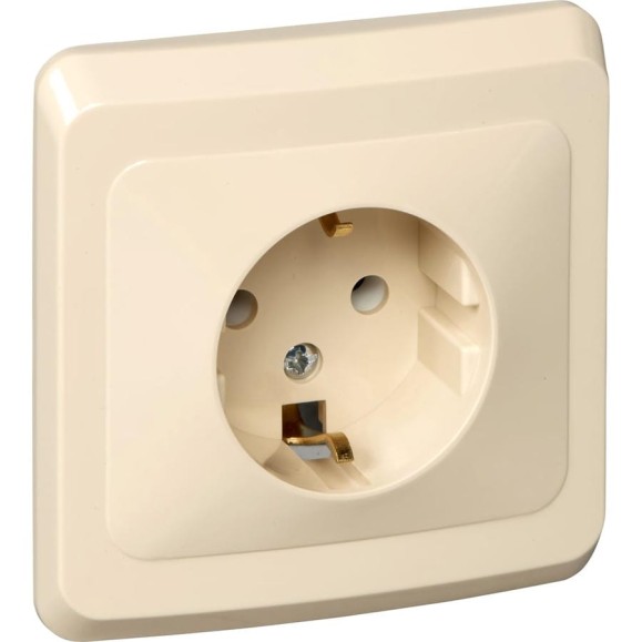 Розетка Systeme Electric 1-м СП Этюд 16А с заземлением, кремовая PC16-003K
