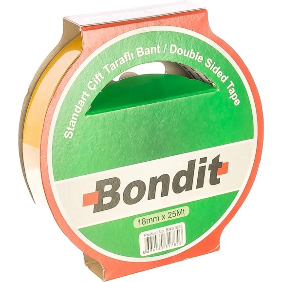 Двухсторонняя прозрачная клейкая лента на полипропиленовой основе Bondit 18мм х 25м BNS1825