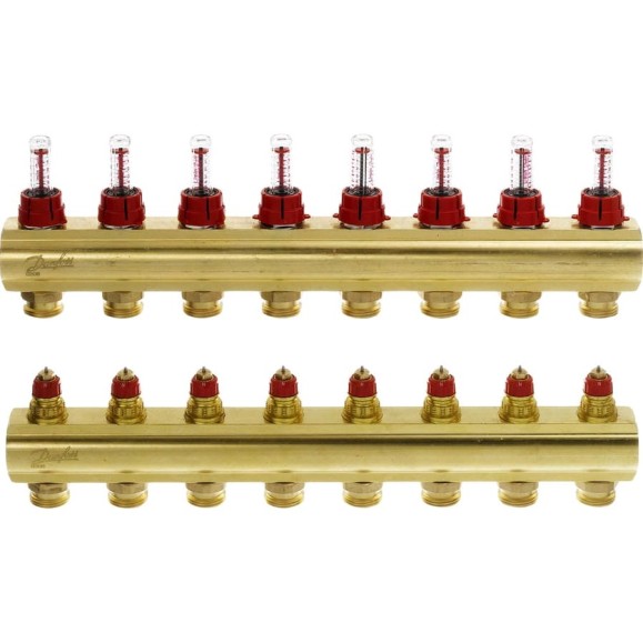 Коллекторы Danfoss FHF-8F с расходомерами для 8 контуров 088U0528 Коллекторы Danfoss FHF-8F с расходомерами для 8 контуров 088U0528