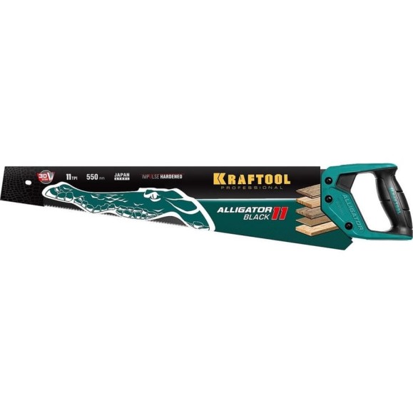 Ножовка для точного реза Kraftool "Alligator BLACK", 550 мм, 11 TPI 3D зуб, 15205-55