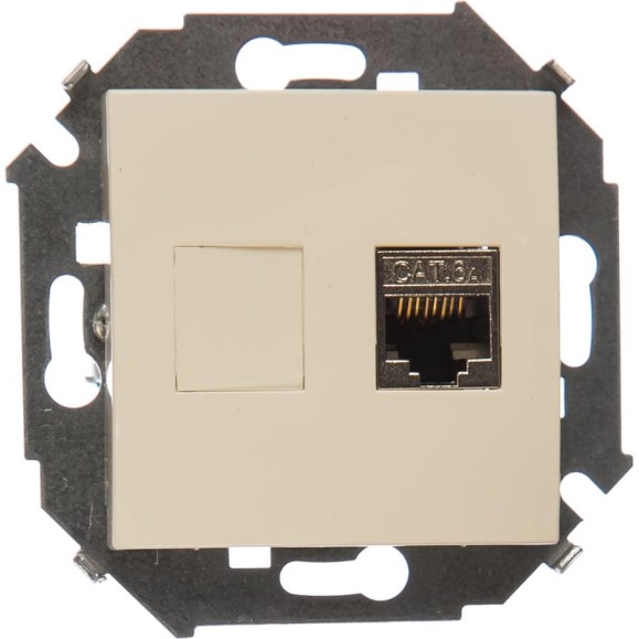 Компьютерная розетка Simon RJ45 кат.6а АМР, FTP, слоновая кость 1591563-031