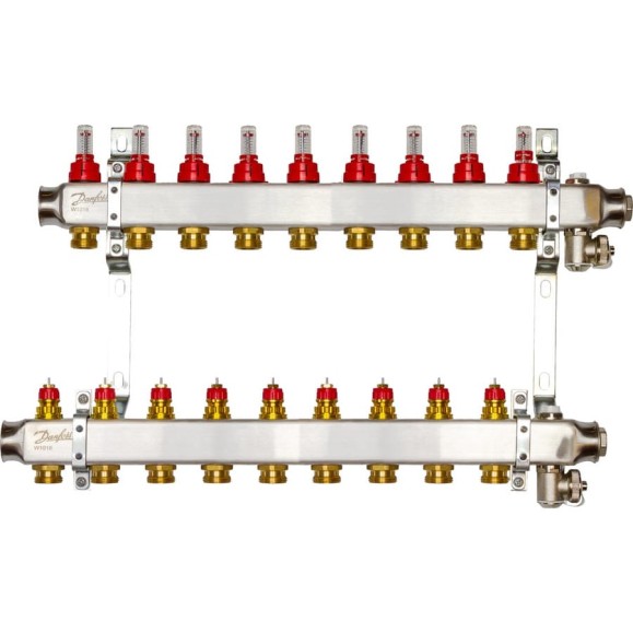 Комплект коллекторов Danfoss SSM-9F с расходомерами и кронштейнами 9 контуров 088U0959 Комплект коллекторов Danfoss SSM-9F с расходомерами и кронштейнами 9 контуров 088U0959