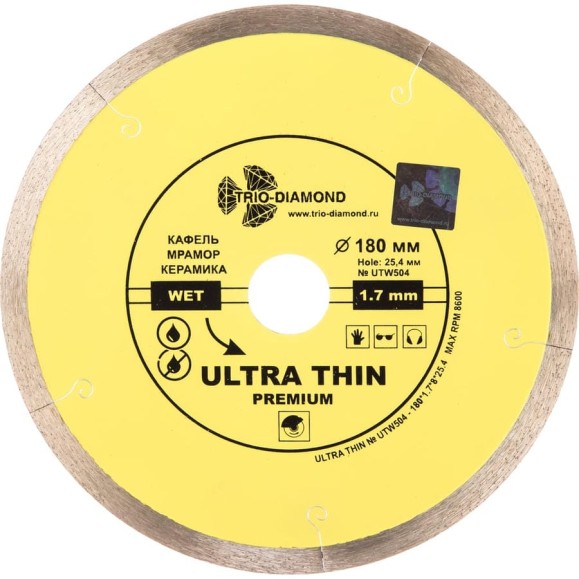 Диск алмазный отрезной TRIO-DIAMOND сплошной ультратонкий 180x25.4 Ultra Thin Premium UTW504 Диск алмазный отрезной TRIO-DIAMOND сплошной ультратонкий 180x25.4 Ultra Thin Premium UTW504