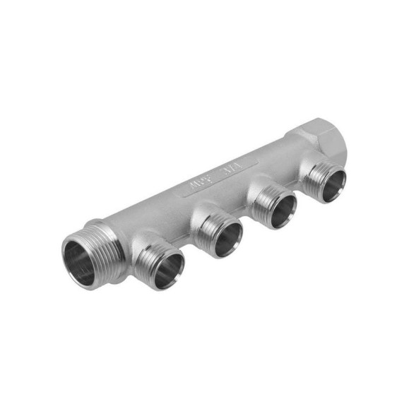 Коллектор MPF 4 выхода х 3/4" х 1/2" наружная резьба ИС.071058 Коллектор MPF 4 выхода х 3/4" х 1/2" наружная резьба ИС.071058