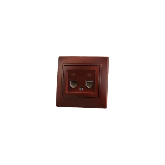 Двойная телефонная розетка Lezard MIRA, евро, вишня 701-0601-138