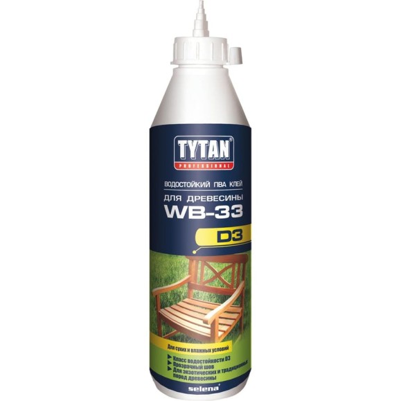 Клей ПВА TYTAN PROFESSIONAL WB 33 D3 для древесины, белый 750гр 1348 Клей ПВА TYTAN PROFESSIONAL WB 33 D3 для древесины, белый 750гр 1348