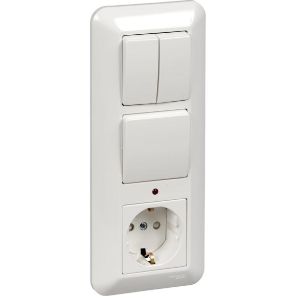 Блок Systeme Electric СП БК-2 ВР-007А Прима 1-кл.+2-кл. выкл.+розетка с заземлением, белый BK2VR-007A-B Блок Systeme Electric СП БК-2 ВР-007А Прима 1-кл.+2-кл. выкл.+розетка с заземлением, белый BK2VR-007A-B