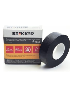 Изолента для высоковольтных проводов STEKKER INTP8-255-10 самослипающаяся, 25 мм, длина 5м, до 10кВ 39157