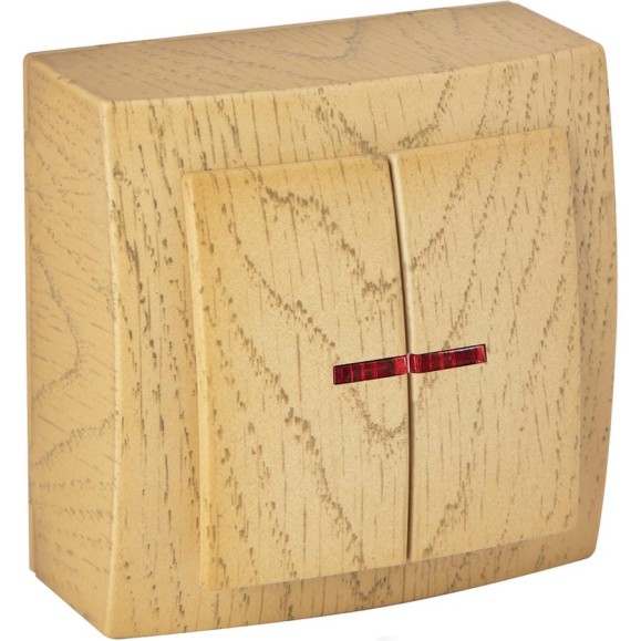 Выключатель NILSON 2ОП с подсветкой клен Themis wood 26281004
