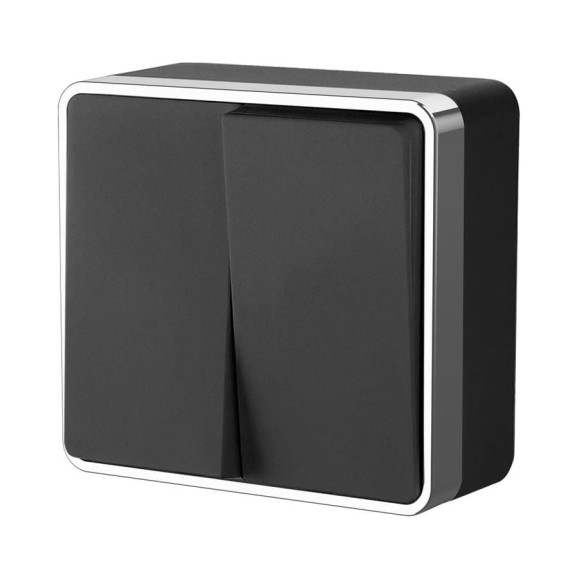 Выключатель WERKEL W5020035 двухклавишный Gallant черный хром a050972