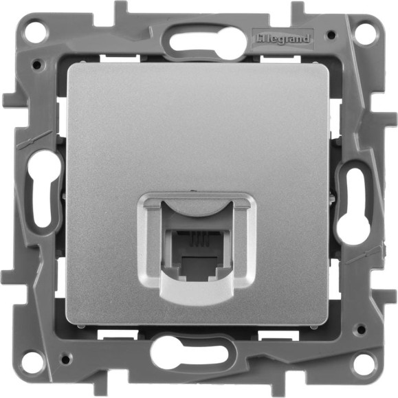Розетка Legrand телефонная RJ11 Legrand Etika алюминий 672440