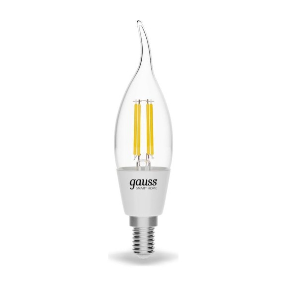 Умная Wi-fi филаментная лампочка Gauss, Smart Light DIM E14 CF35 4,5 Вт 2700-6500K, диммируемая, управление голосом/смартфоном 1260112