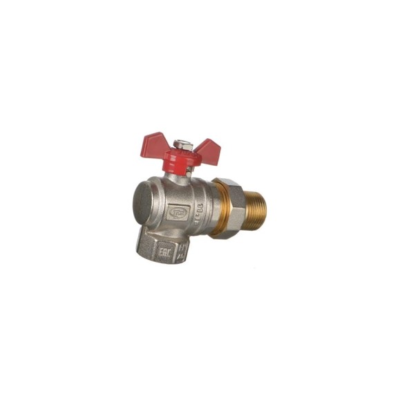 Шаровой кран Terma RED 3/4 угловой с американка 26154