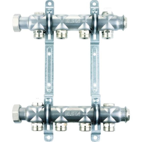 Коллекторная группа ELSEN 1", 6 контуров, размер отвода-3/4", нержавеющая сталь EMi01.06