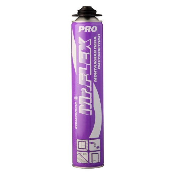 Пистолетная пена MASTERTEKS MR FLEX PRO 750 мл всесезонная 12 53455 Пистолетная пена MASTERTEKS MR FLEX PRO 750 мл всесезонная 12 53455