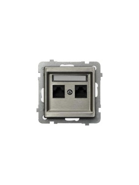 Компьютерная розетка Ospel Sonata 1-я, категория 5e, RJ-45, без рамки, сталь GPK-2RM/K/m/37
