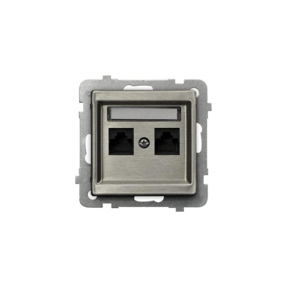 Компьютерная розетка Ospel Sonata 1-я, категория 5e, RJ-45, без рамки, сталь GPK-2RM/K/m/37