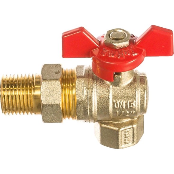 Шаровой кран Terma RED 1/2 угловой с американка 26153 Шаровой кран Terma RED 1/2 угловой с американка 26153