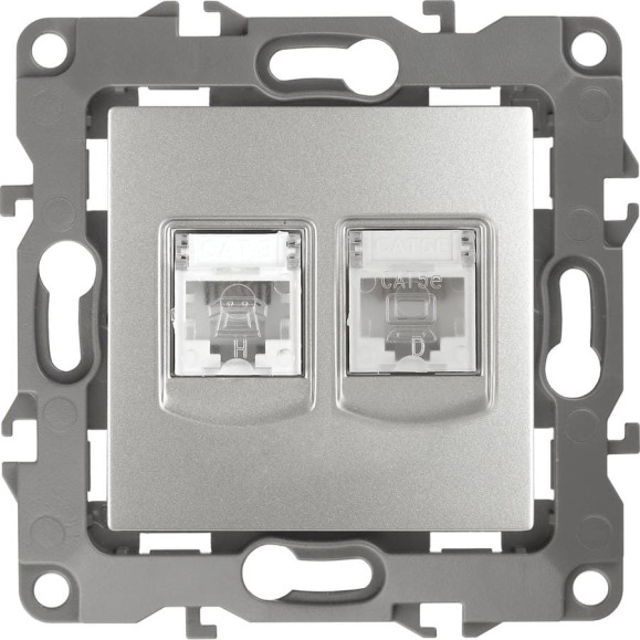 Комбинированная розетка ЭРА 12-3109-03 RJ45 RJ11, IP20, 12, алюминий Б0018250