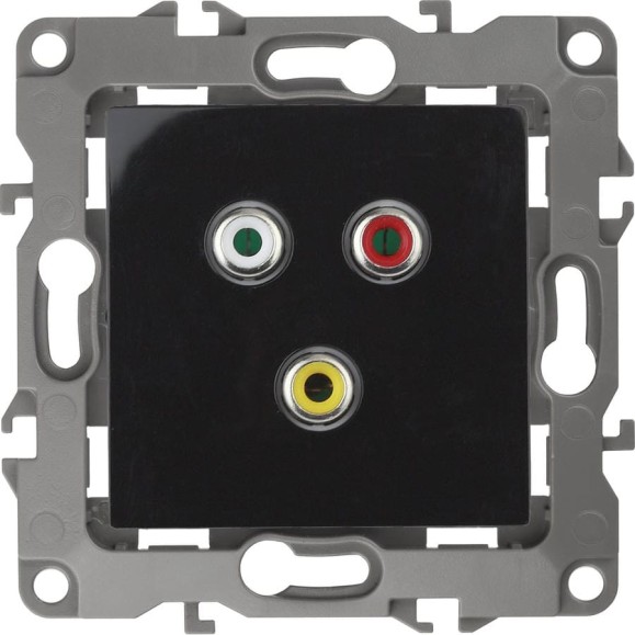 Розетка RCA ЭРА 12-3113-06 IP20, 12, чёрный Б0027476