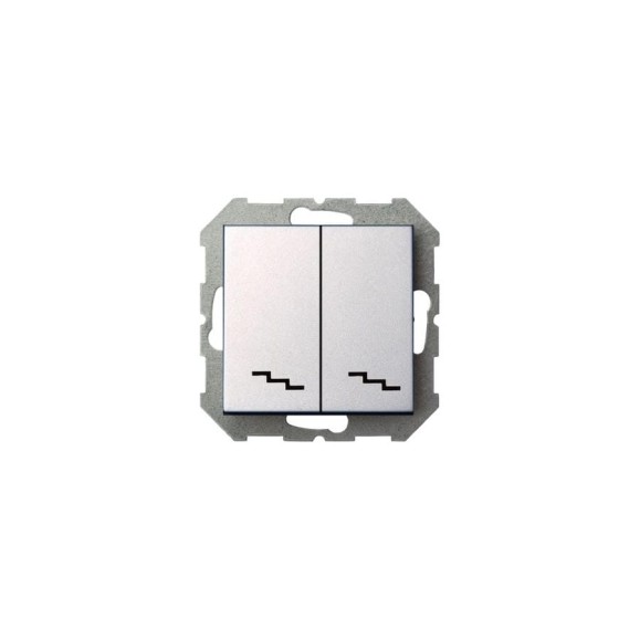 Проходной двухклавишный выключатель LIREGUS Эпсилон IP6+6 10-001-01 E/Mt серебро, без рамки 28-179
