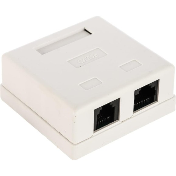 Розетка Cablexpert RJ45+RJ11 кат.5e UTP внешняя 2 порта, 110&Krone NA-TA/1