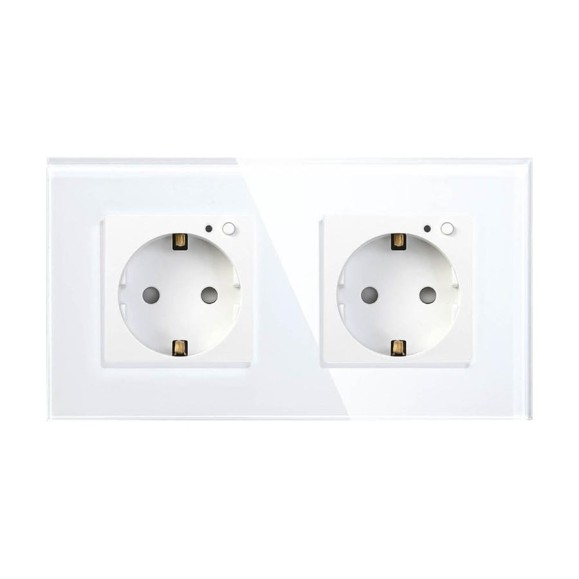 Умная розетка HIPER WiFi 2.4 ГГц, 100-250 В, 16 А, 3.8 кВт, ЕВРО Shuko, 2 модуля, белая HDY-OW02