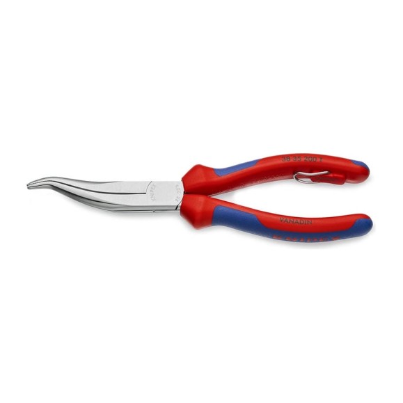 Плоскогубцы механика KNIPEX изогнутые губки, L-200 мм, хром, с креплением для страховки KN-3835200T Плоскогубцы механика KNIPEX изогнутые губки, L-200 мм, хром, с креплением для страховки KN-3835200T