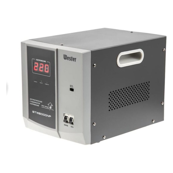 Стабилизатор напряжения WESTER STW5000NP 5 000 ВА цифровой, однофазный, 220В, вх.:140-260В 534353