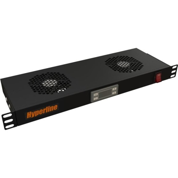 Вентиляторный модуль Hyperline TRFA-MICR-2F-RAL9004, 170 мм, с термостатом и 2-я вентиляторами, 28432